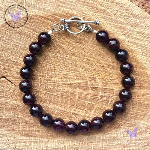 Garnet Healing Bracelet With Silver Toggle Clasp